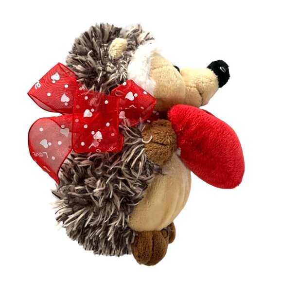 Bayview Hedgehog Plush Stuffed Animal Toy Holding Heart Red Bow 7 in Tall - Picture 2 of 4